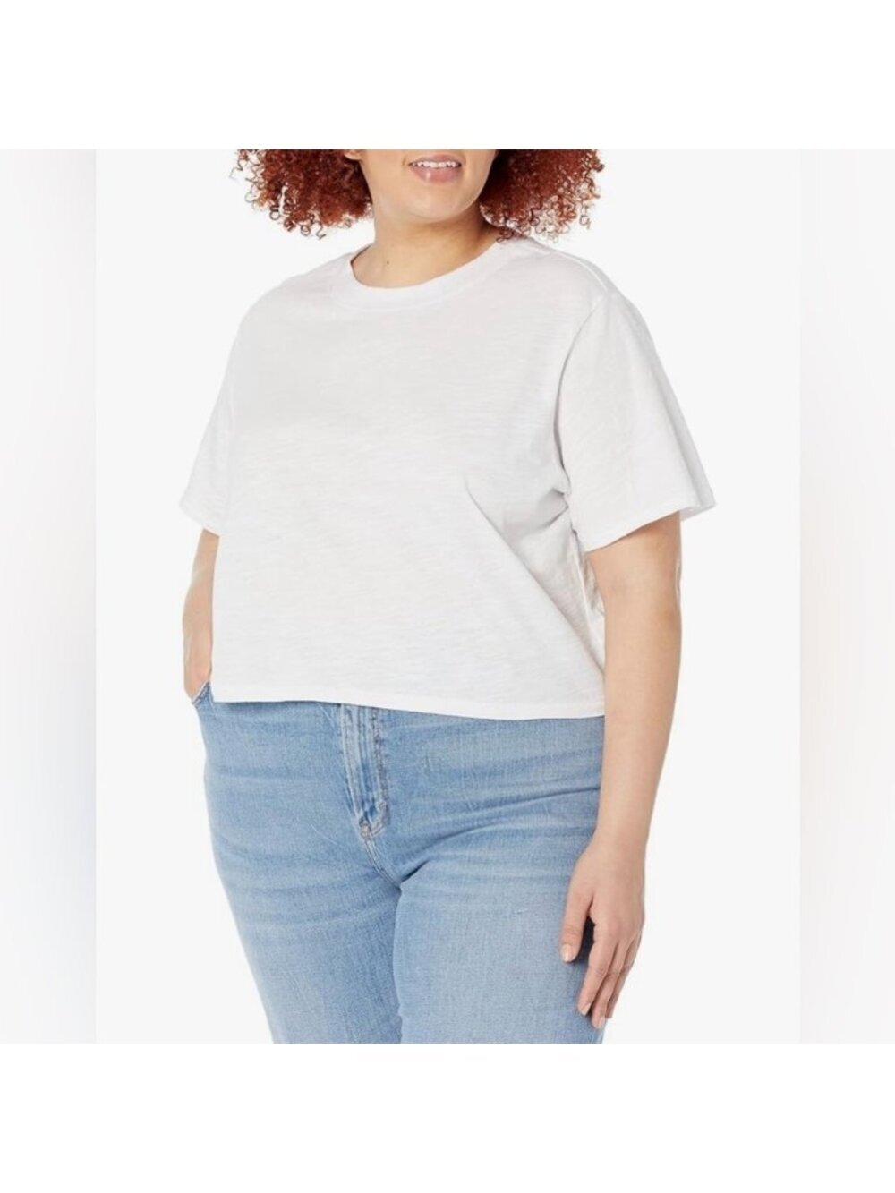 The Drop Sydney Short Sleeve Cropped Crewneck T-Shirt White